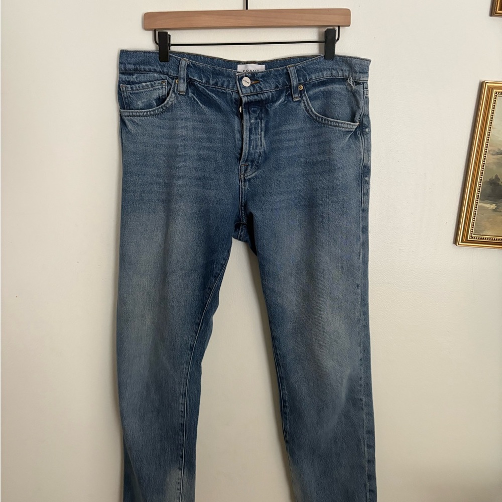 Frame Denim Women’s Le Pixie Slouch Straight Blue Jeans size 28 Cotton Mid Rise
